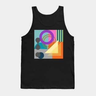 Modern Abstract Geometric Bauhaus Doodle Purple Yellow Orange Style Geo Doodle No. 9 Tank Top